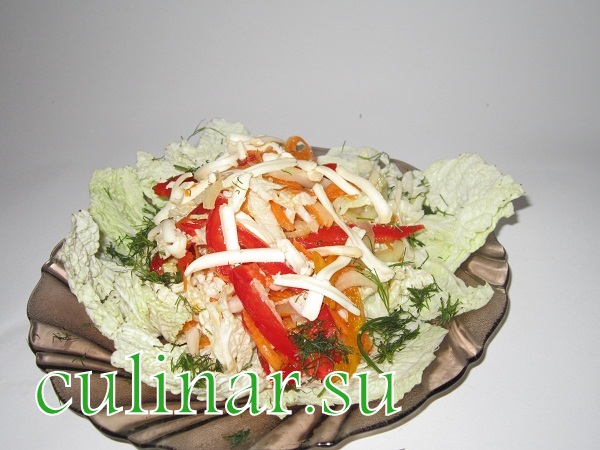 Постный салат из пекинской капусты